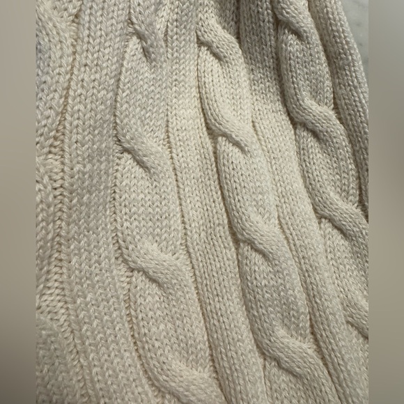 NWT Ralph Lauren Cream Cable-Knit Short Sleeve Sweater XL women old money U BIN - Picture 5 of 8
